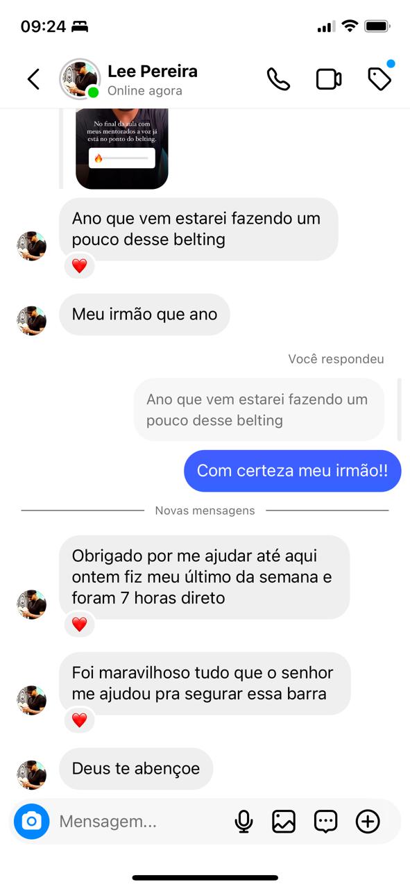 Mensagem sobre 7 horas de show
