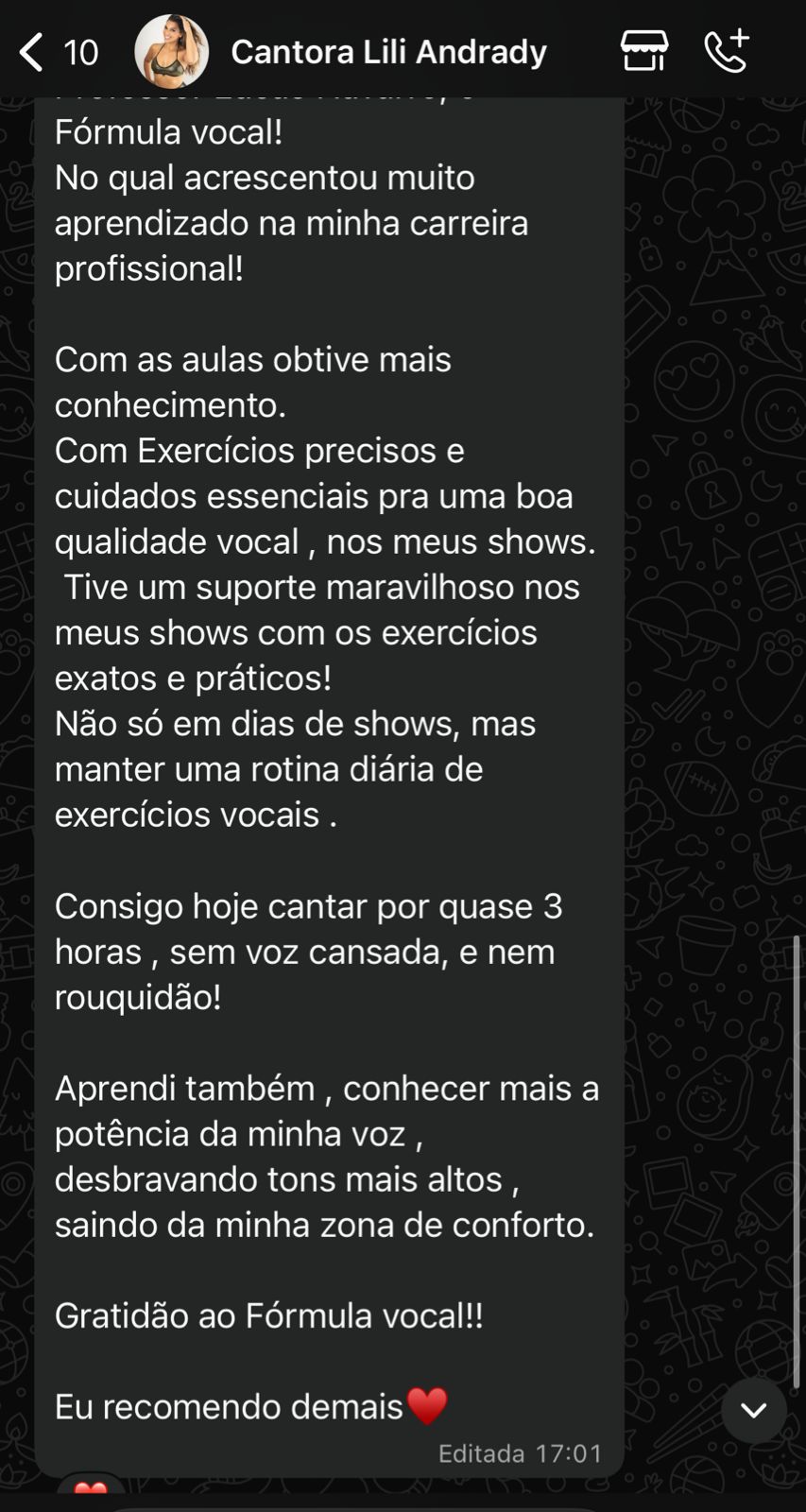 Mensagem de Lili Andrady