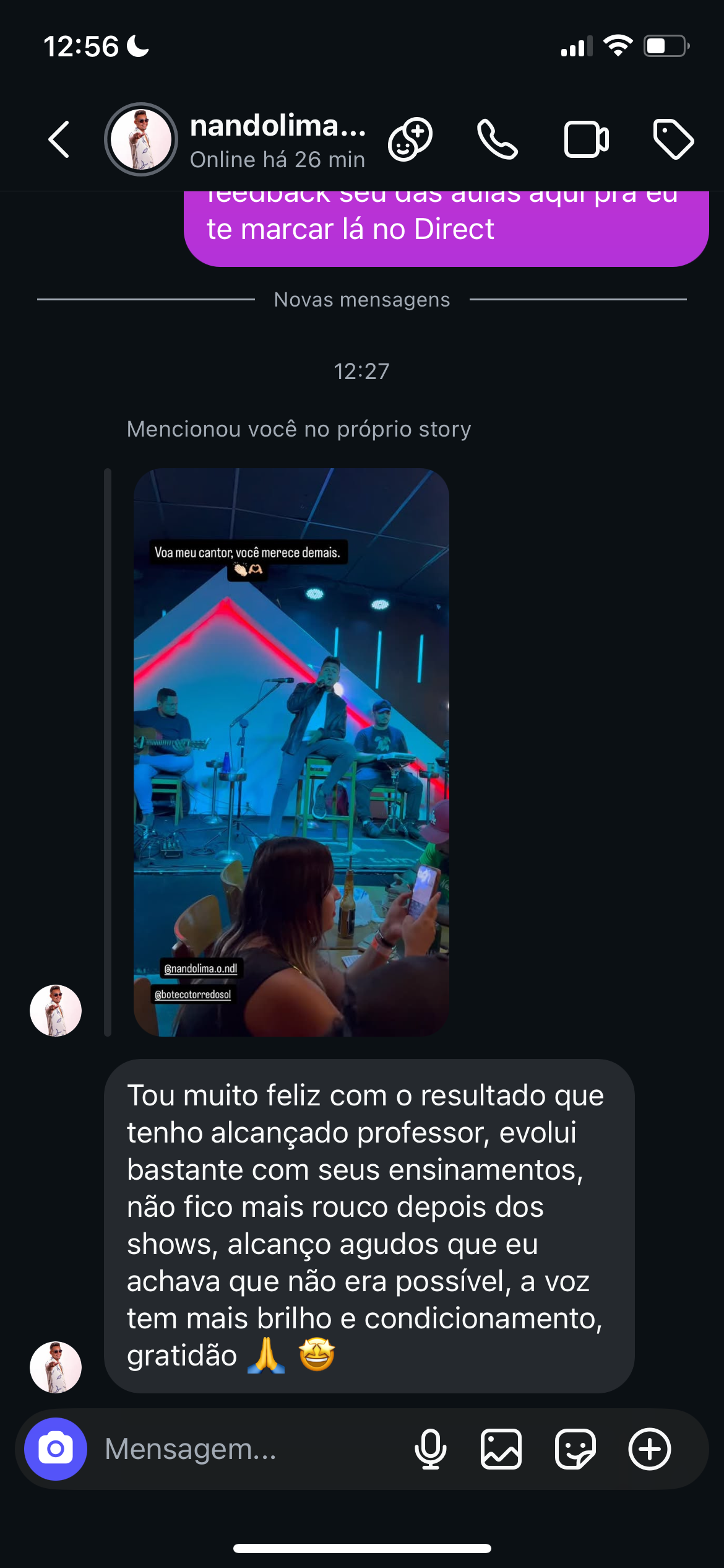 Mensagem de Nando Lima