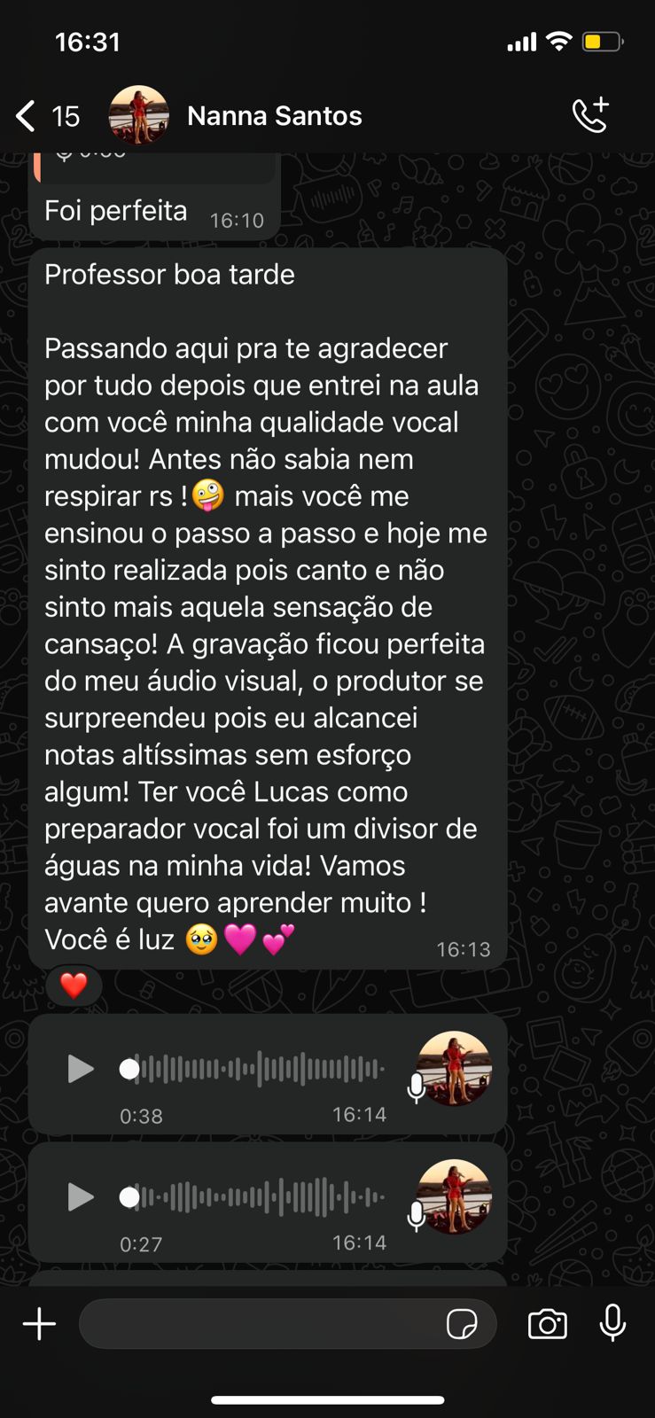 Mensagem de Nanna Santos